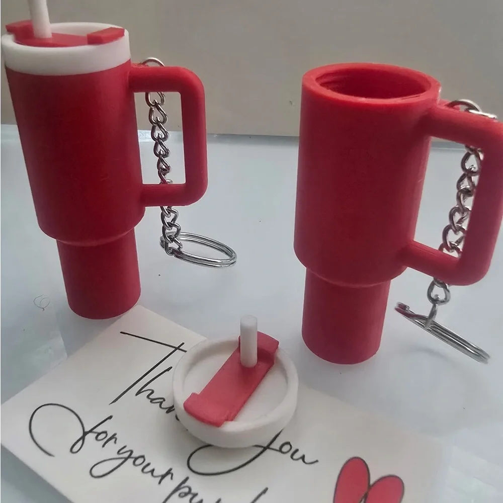 Bright Red Mini Tumbler Keychain Set - Home Party Supplies